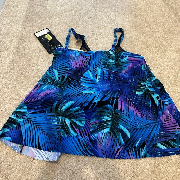 Miraclesuit Women's Royal Palms Mirage Underwire Tankini Swim Top 6522841 8 NWT - Picture 3 of 4